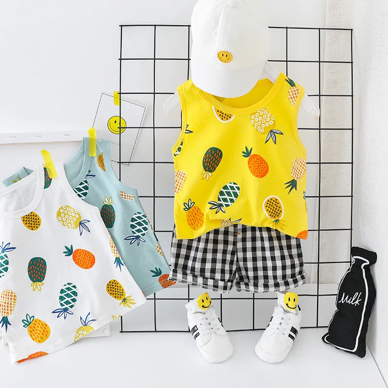 Комплекты летней одежды для малышей комплект новорожденных мальчиков футболка с