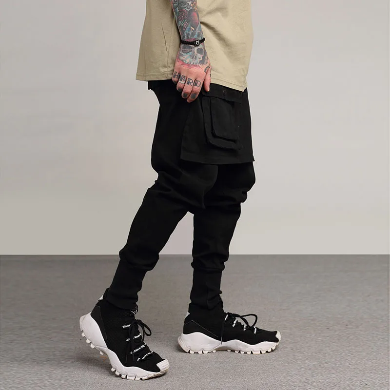 Мужской Jogger повседневные хлопковые брюки с большим количеством карманов стиль