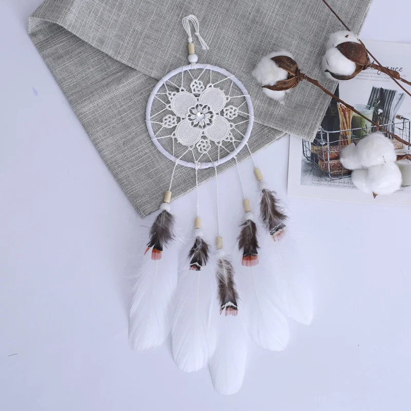 Handmade Ethnic Style Large Doily Dream Catcher Woven Wall Hanging Decoration White Dreamcatcher Wedding Party Ornament
