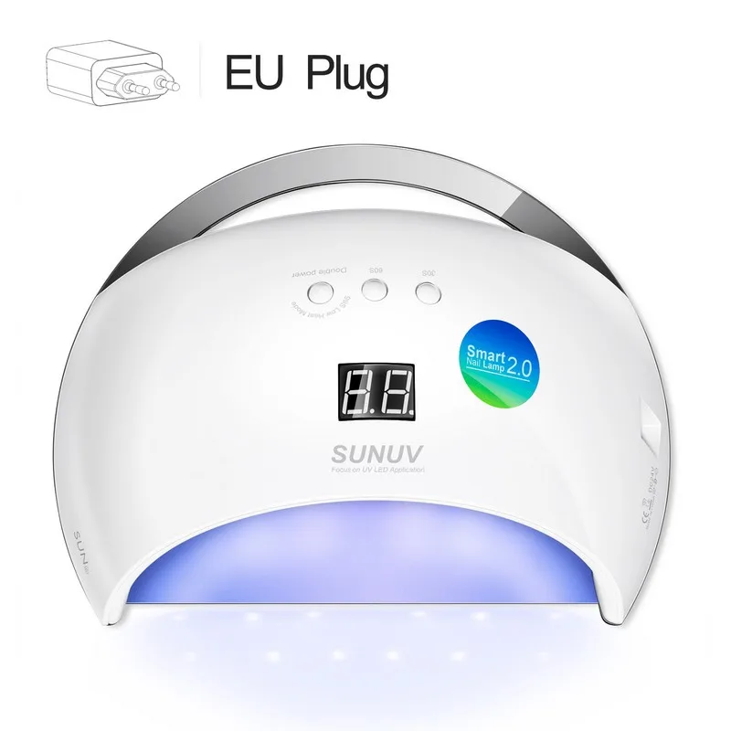 SUNUV SUN6 48 Вт Сушилка для ногтей стиль портативная УФ лампа для сушки уникальная низкотемпературная Модель двойная мощность Быстрый Маникюр красочная лампа - Цвет: sun6white EU Plug