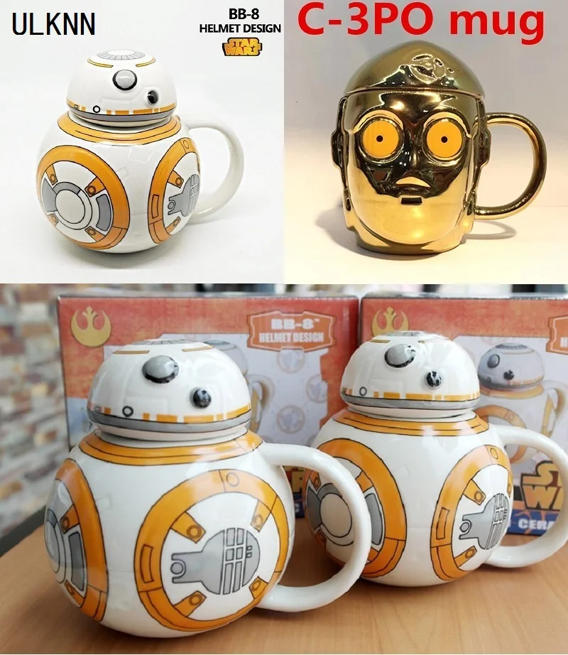 ULKNN Star Wars кружка BB-8 C-3PO 3D чашка для кофе с крышкой с ложкой высокотемпературное производство керамика подарок для детей