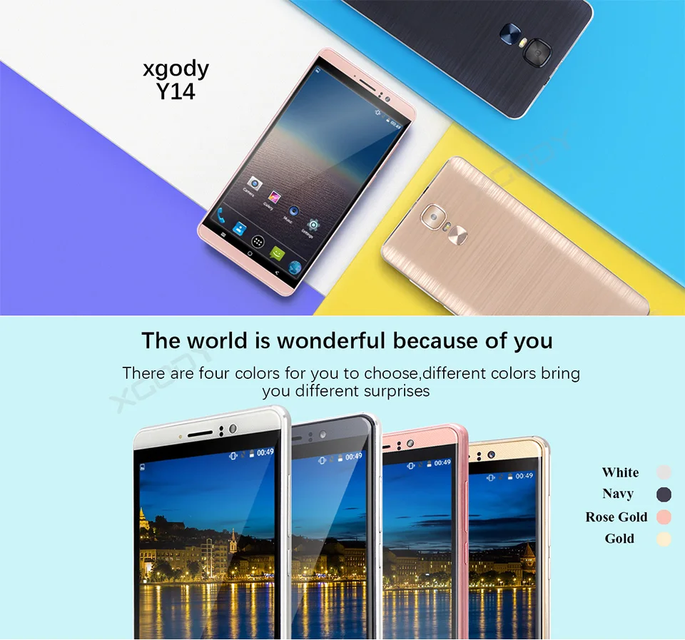 XGODY 3G Dual Sim смартфон 6 дюймов Android 5,1 мобильный телефон MTK6580 четырехъядерный 1 ГБ ОЗУ 8 Гб ПЗУ 5Мп камера gps WiFi мобильный телефон