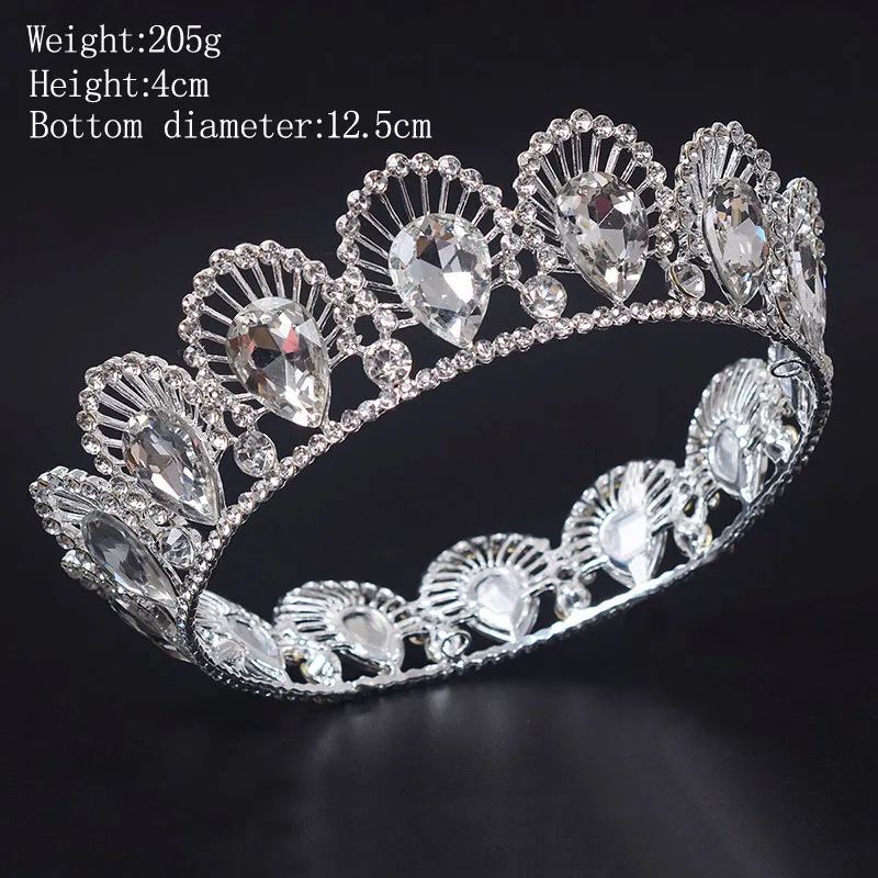 Короны King queen для женщин, свадебная тиара, полная круглая диадема, роскошные стразы, свадебные аксессуары для волос coroa de novia