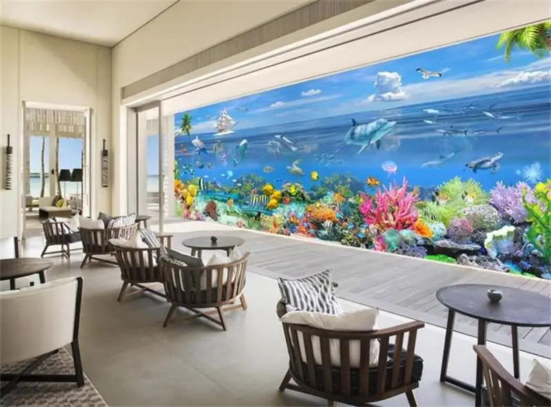 Пользовательские 3d фото обои для гостиной фреска огромный океан низ мир картина