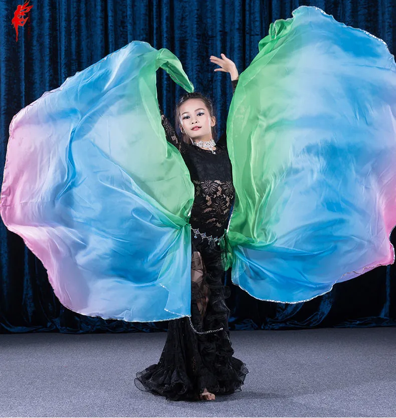 

Детская вуаль для танца живота, радужная вуаль для девочек 215*130 см, 2 предмета, вуаль для танца живота, Детская шелковая имитация вуали, аксес...