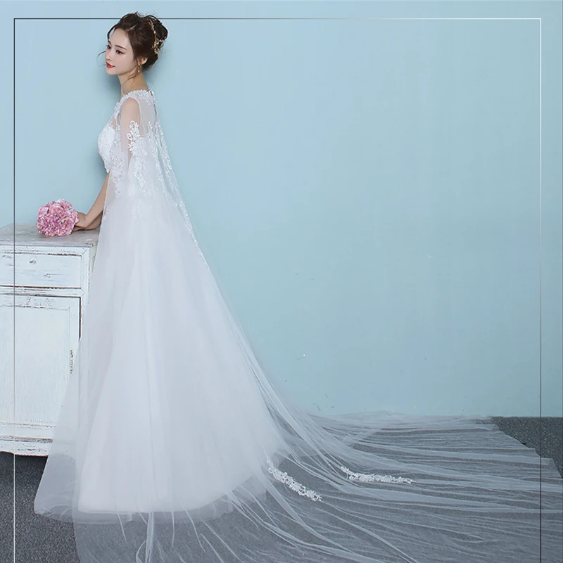 Свадебное платье с плеча Veil индивидуальные плюс Размеры Новый 2017 пол Длина