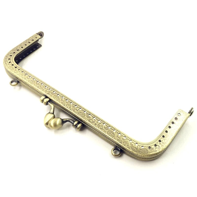 

10Pcs Bronze Tone Flower Embossed Rectangle Metal Frame Kiss Clasps Lock Purse Handbags Bag Handle Accessories