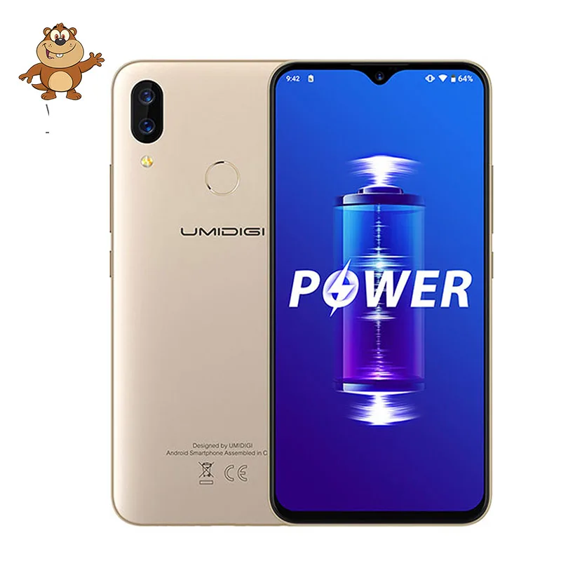 UMIDIGI power Android 9 0 5150 мАч большая батарея 18 Вт 6 3 'FHD + экран капли воды 4 Гб 64 Helio P35