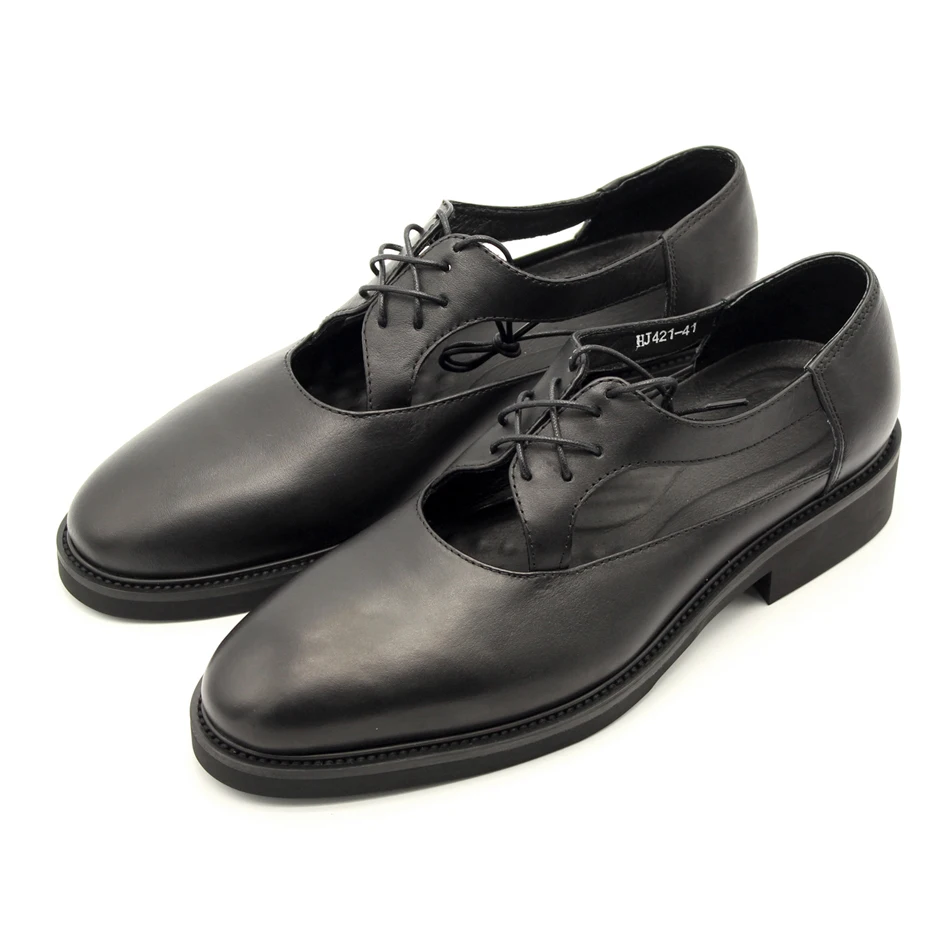 2017 new arrival hollow black sandals top qaulity pointed genuine leather flats for men casual shoes cheap price size 45 | Обувь