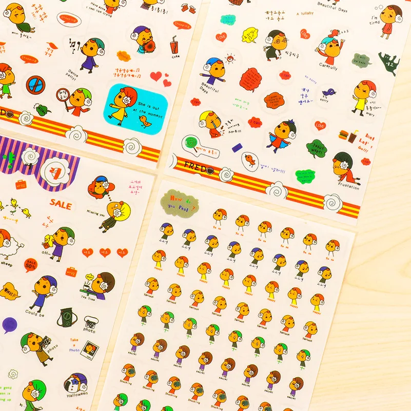 Наклейки из ПВХ 6 шт./компл. милые канцелярские принадлежности наклейки ручной