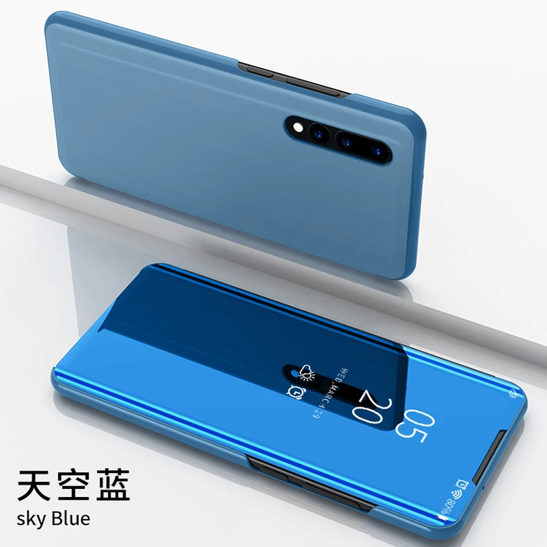 Зеркальный флип-чехол для huawei P30 Pro P20 Lite Honor20 Mate20, чехол, умный прозрачный кожаный чехол с подставкой 360, полная защита, роскошный чехол