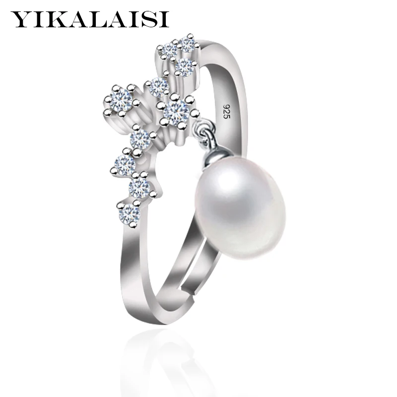 YIKALAISI 925 пробы серебряные ювелирные изделия для женщин натуральный пресноводный жемчуг Ювелирное кольцо свадебное 8-9 мм подарок