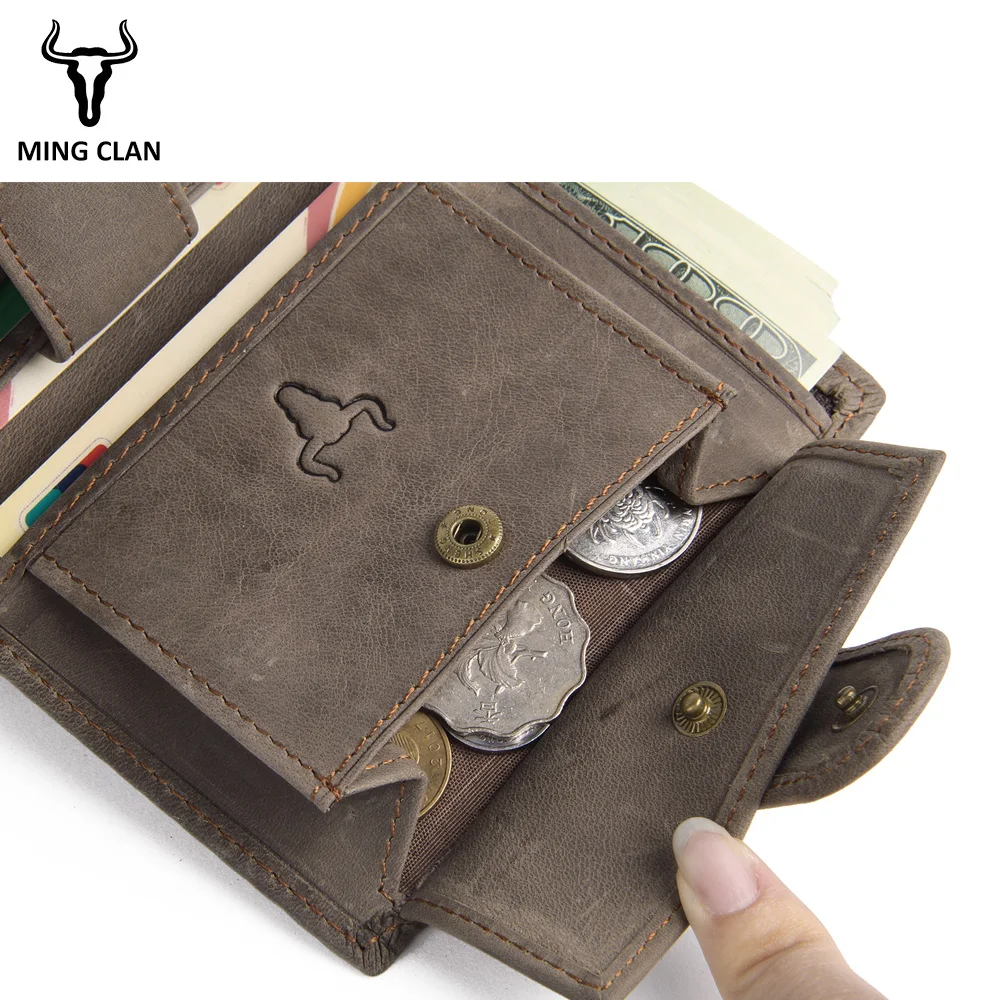 Короткие мужские кошельки Mingclan кошелек из натуральной кожи мужской клатч для