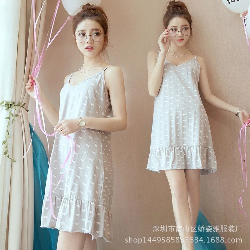 nightgowns women Ночные рубашки женские хлопковые летние пижамы без рукавов женские хлопковые Мультяшные мини-рубашки для женщин сексуальное ночное белье размера плюс - Цвет: nightgowns women