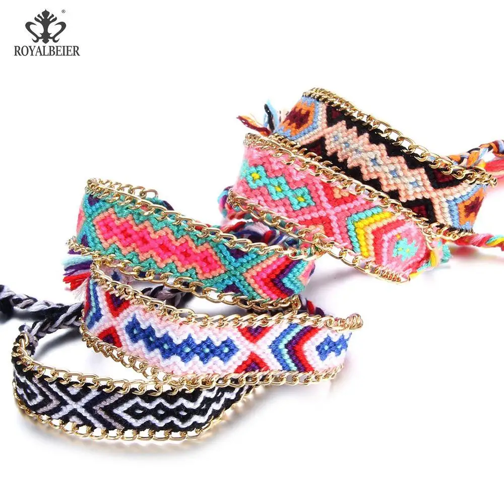 Богемные разноцветные хлопковые нити ручной работы цепочка талисманы плетеный