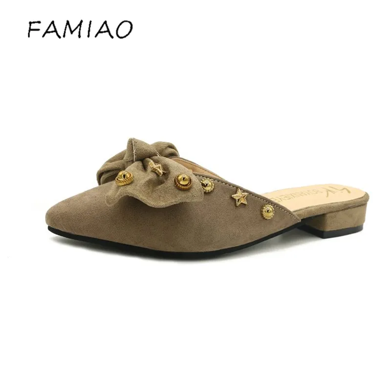 FAMIAO 2018 новые летние туфли на плоской подошве и тапочки женские летом носить