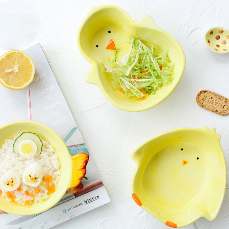 Rice Bowl Mini Tray Fruit Ceramic Ware Cartoon Children Hand-painted Soup Salad Bowls Cute Food Kid's Tableware | Дом и сад