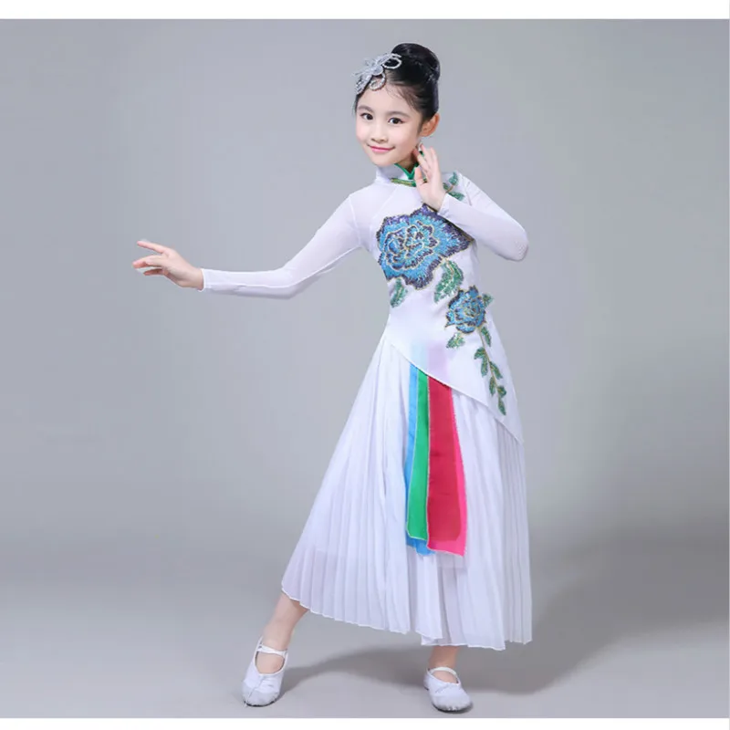 Hanfu новый стиль для девочек классический детский танцевальный костюм Yangko костюмы