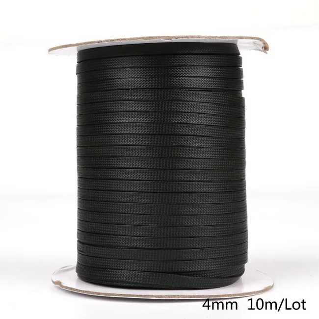 Flat 4mm Black 10/5 м рулон вощеная нить Заводская Полиэстровая сетчатая тесьма шнур коричневый, черный корейский шнур ремень колье Цепочки и ожерелья Бисер веревка подходит браслет "сделай сам" - Цвет: Flat 4mm Black
