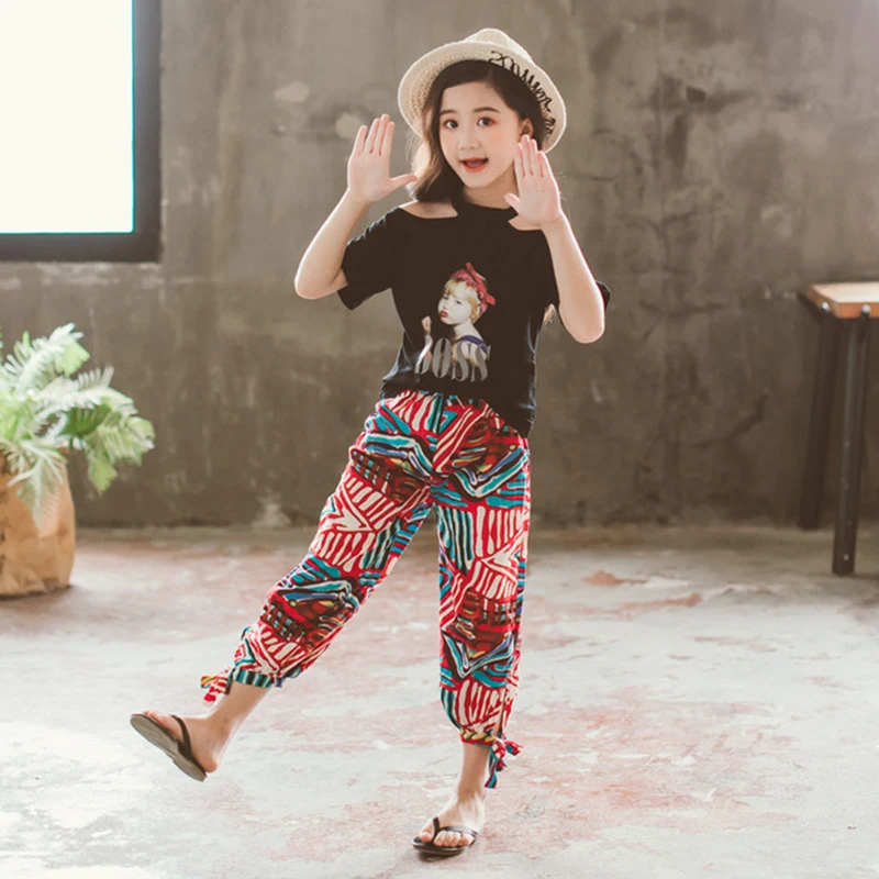 Комплекты летней одежды для девочек детская одежда стильная футболка с