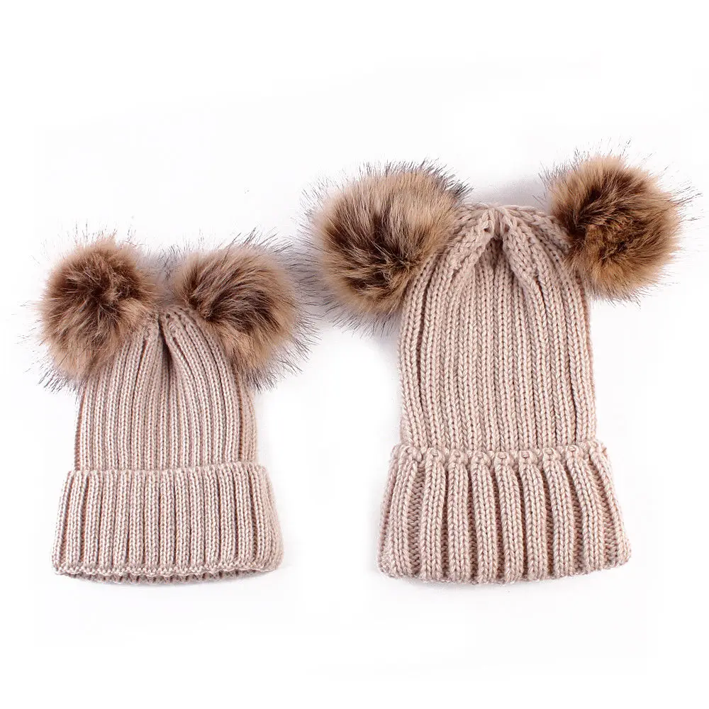 Новинка года; зимняя вязаная теплая мягкая шапка для маленьких мальчиков и девочек и мам; шапочка с помпоном