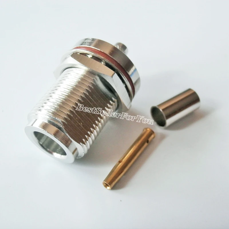 

1Pcs Connector N female jack bulkhead solder pin crimp RG174 RG316 LMR100 Cable
