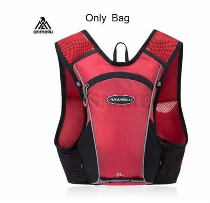 Only Bag Red ANMEILU Для мужчин Для женщин 2L Бег Жилет-рюкзак против обезвоживания рюкзак для уличного спорта легкий марафон бег гонка велосипедная сумка - Цвет: Only Bag Red