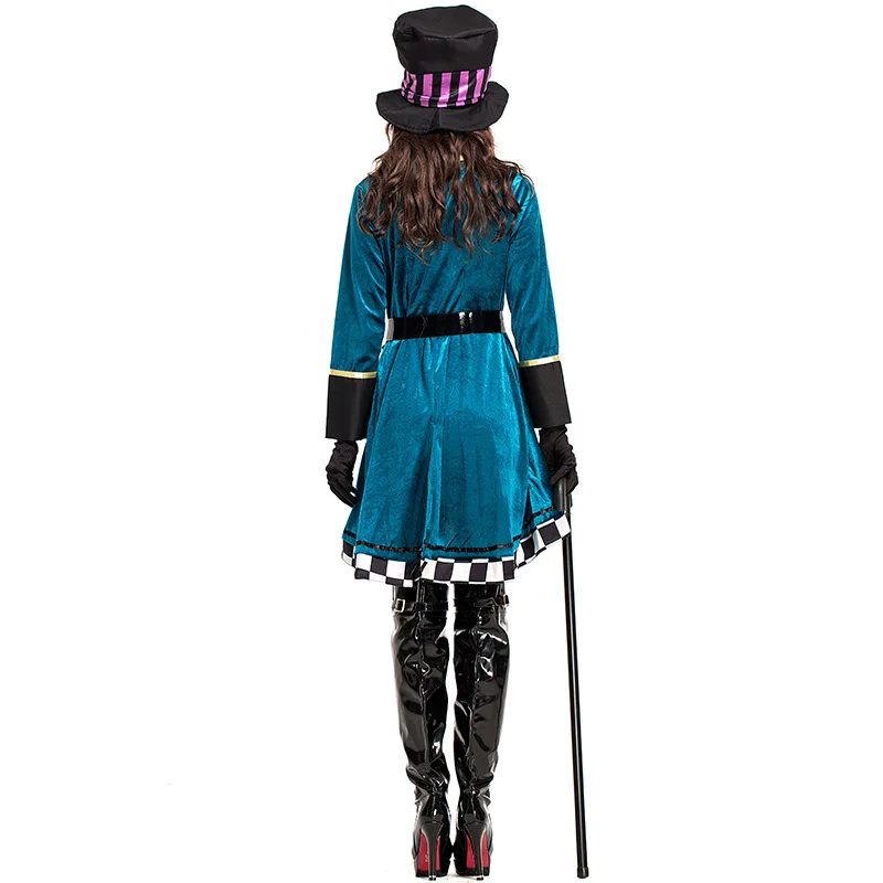 

disfraz mujer drop shipping Adult Alice In Wonderland Fantasy Mad Hatter Costume Halloween Costumes For Women Plus Size