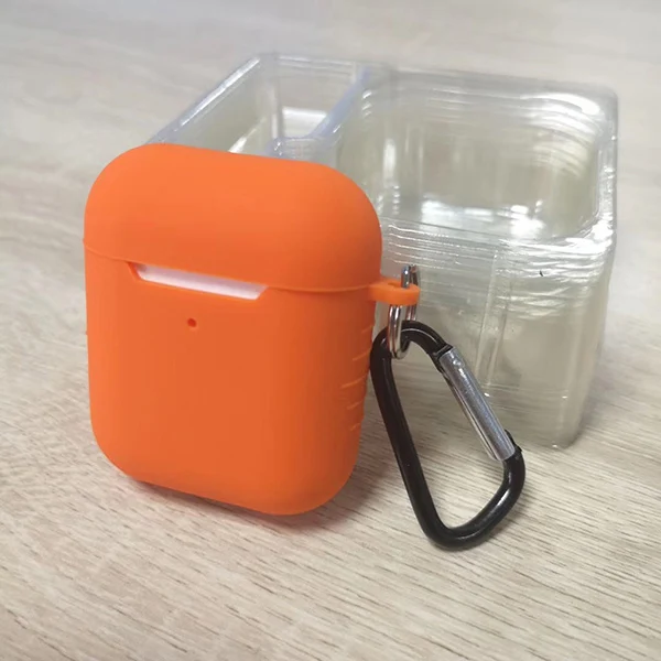 aipods 2 orange 100 шт. наушники fundas для apple, беспроводные наушники airpods 2 Чехол air pods, силиконовый чехол, сумка для наушников, аксессуары - Цвет: aipods 2 orange