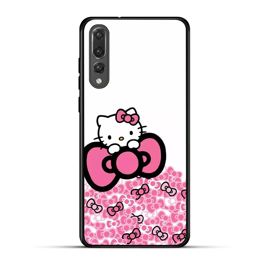 Черный ТПУ чехол для задней панели телефона Huawei P20 Hello Kitty Carcasa lite Mate 10 Lite Luxury