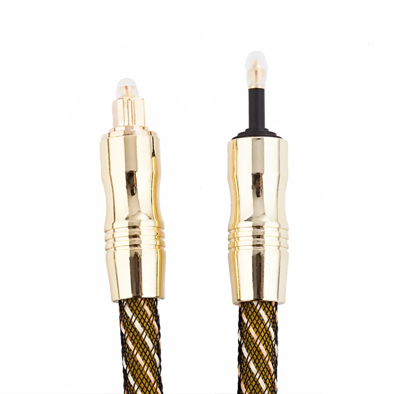 Цифровой оптический аудиокабель мужской и золотой нейлоновый Плетеный