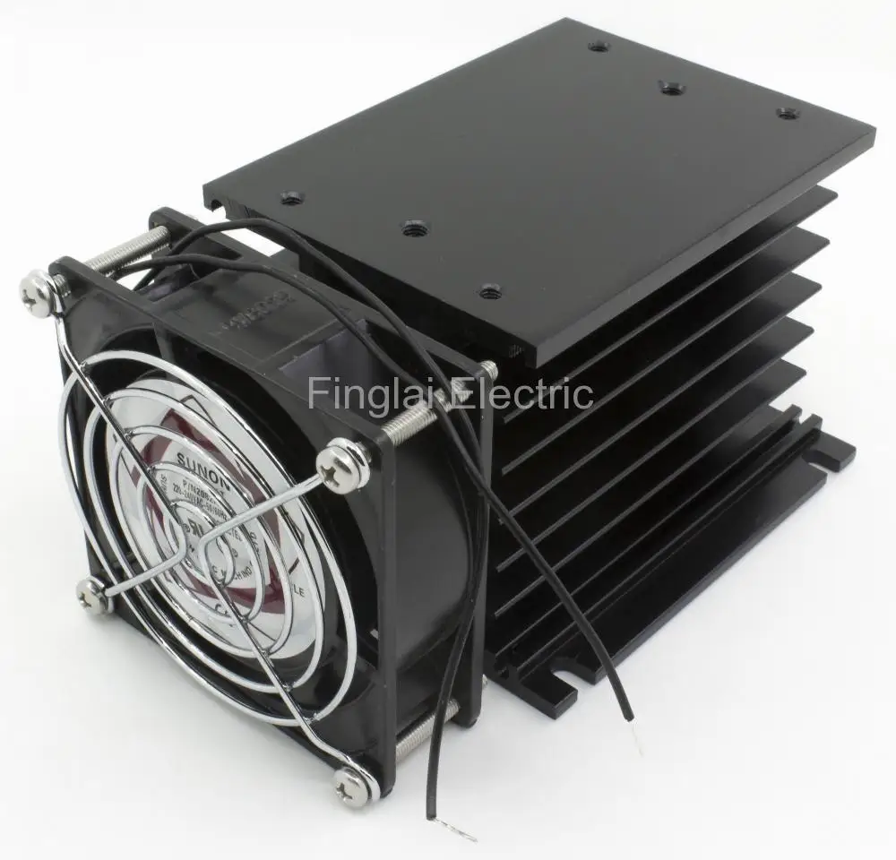 Black dual ball FHSH01F-110 110*100*80 мм 60A трехфазное полупроводниковое реле, полупроводниковое реле алюминиевый радиатор с 220VAC вентилятор и защитным чехлом - Габаритные размеры: Black dual ball