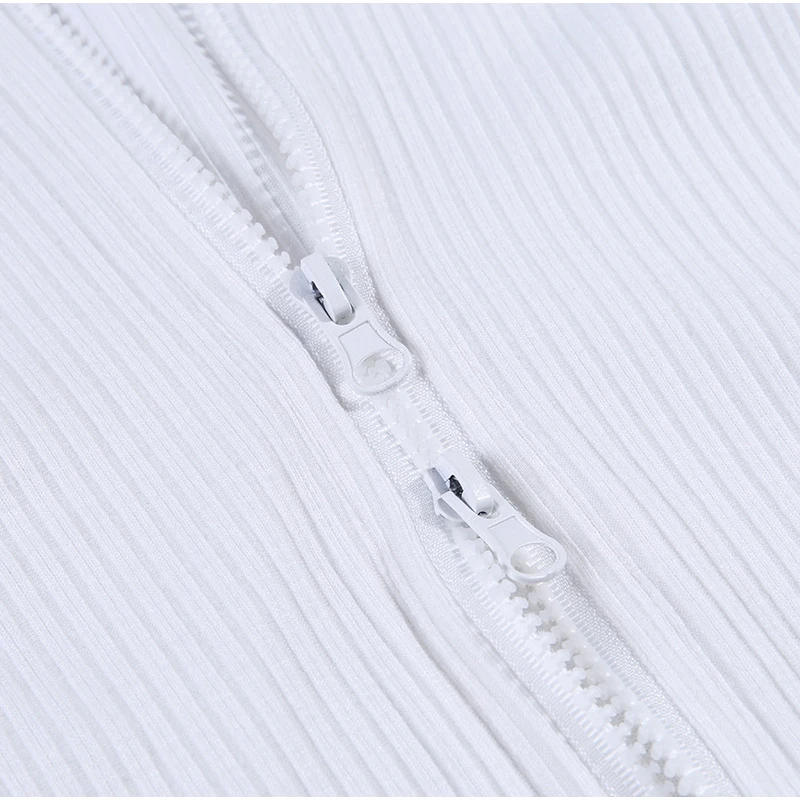 NewAsia White Sweater Women Sexy Double Zipper Cardigan Celebrity Wear Long Sleeve Split Cuff Short Knitted Tops Winter Clothes