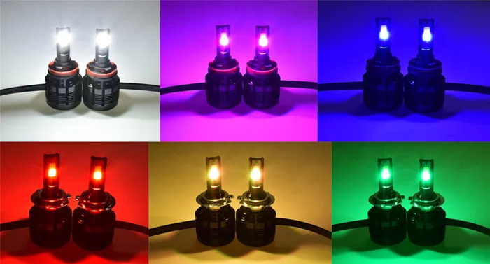 Тип приложение телефон управления RGB светодиодный противотуманная фара автомобильные H1 H3 9003 H8 H11 9005 9006 9012 H4 H7
