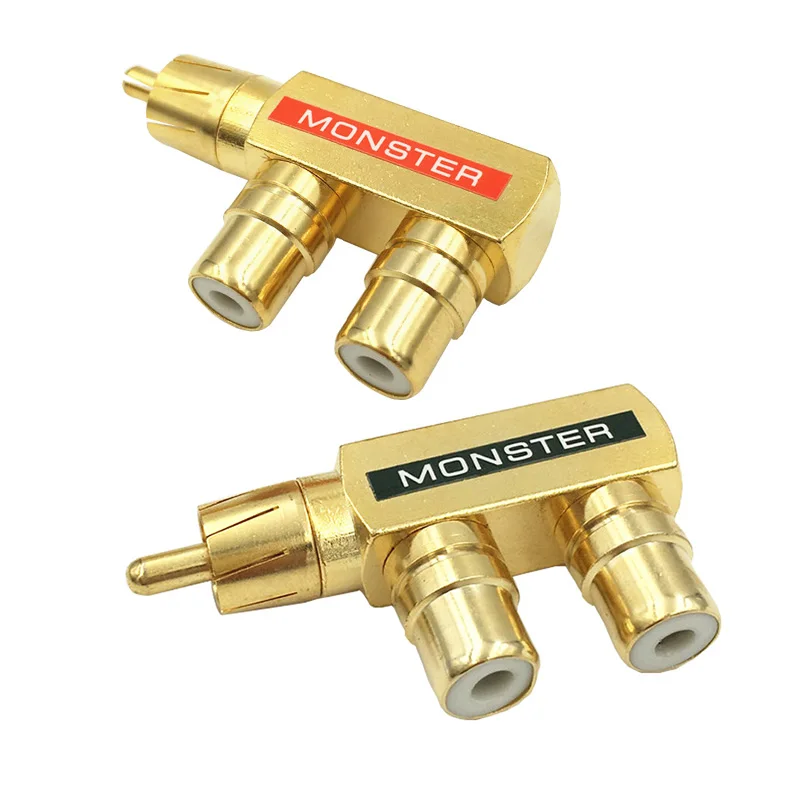 100 шт./лот высокое качество Медь RCA адаптер 3 Way разъем 1 штекер 2 Женский Джек