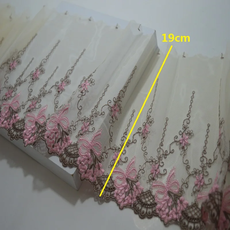 Somelace 19 см(2yds/lot) светильник желтый полупрозрачная Марля розовый коричневый смешанный цветочный вышивка ткани вышивка кружево trim18081111