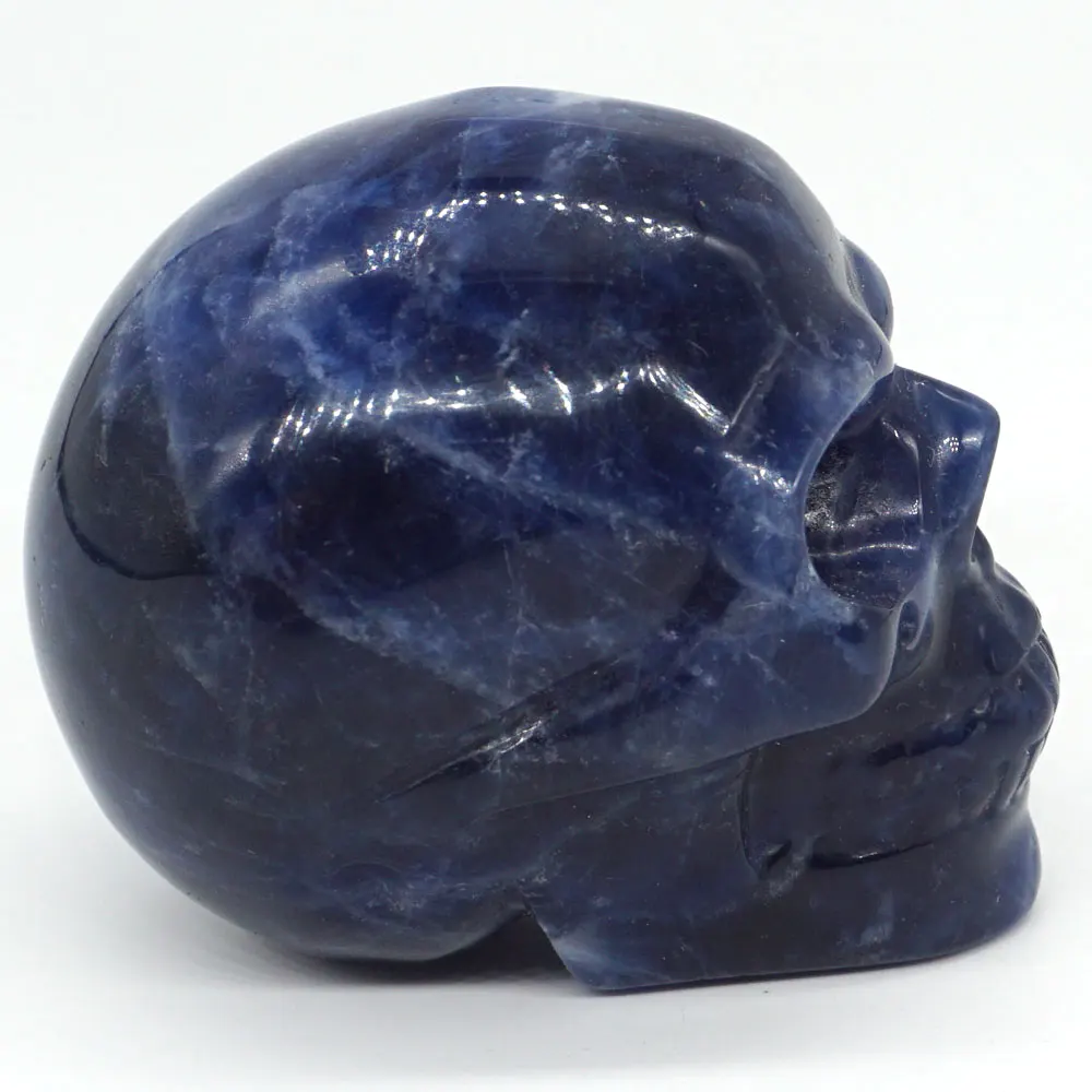 Статуэтка-череп натуральный камень голубой содалит кристалл резная статуя