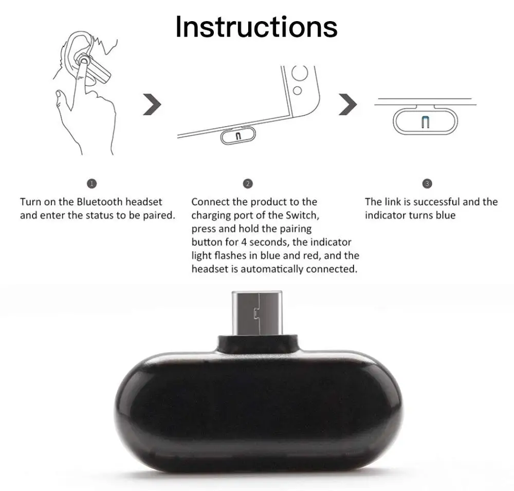 Аудио-передатчик usb type-C Bluetooth для nintendo switch