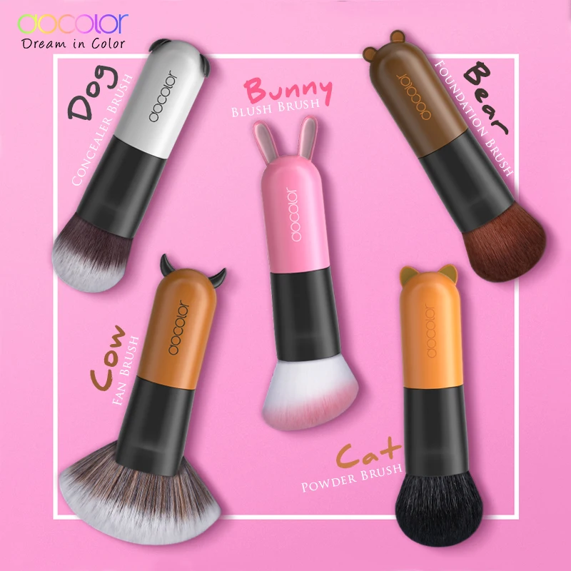 Docolor кисти для макияжа 5 шт. мультфильм лицо Kabuki Набор Милые лучший подарок Макияж