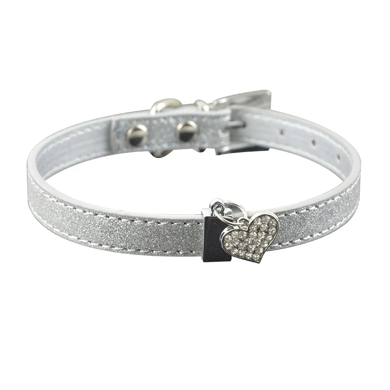 2 размера 7 видов цветов ошейник для собак блестящий кожаный с сердечками щенков и