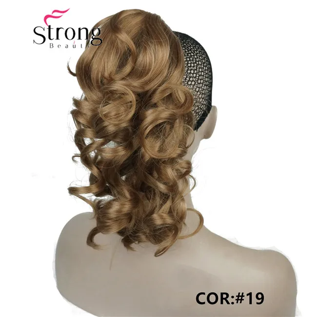StrongBeauty, 12 дюймов, кудрявые синтетические накладные волосы на заколках в виде когтей, конский хвост, синтетические накладные волосы, 125 г, с зажимом для челюсти/когтей - Цвет: 19