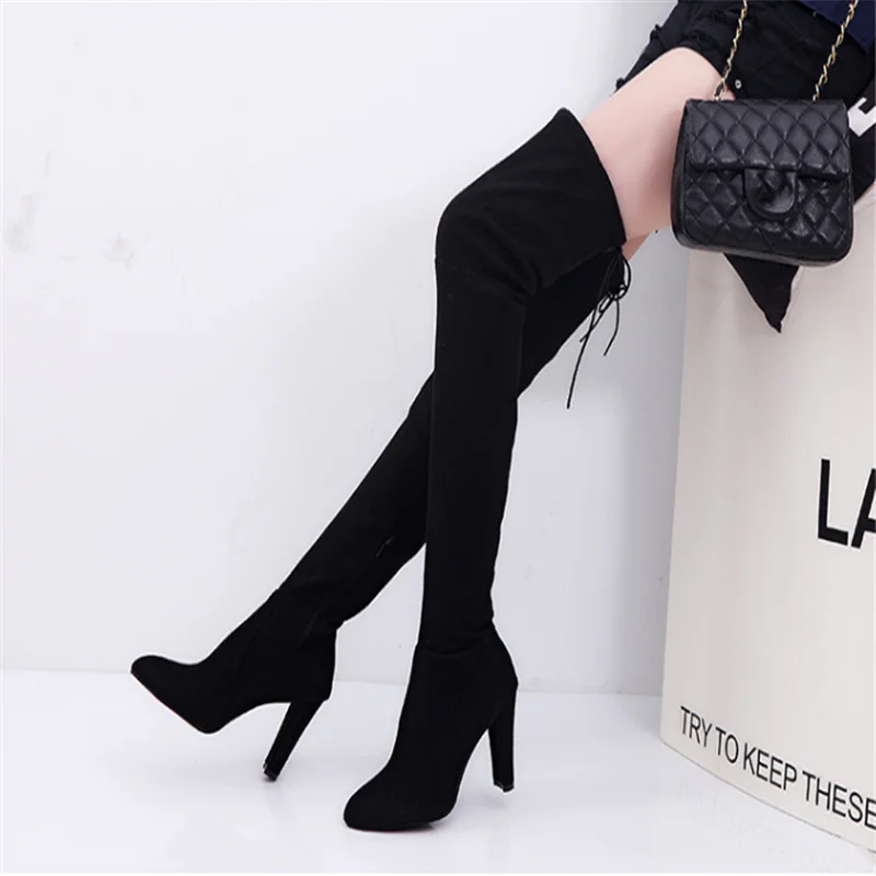 Лидер продаж женские повседневные красные сапоги выше колена зимние туфли