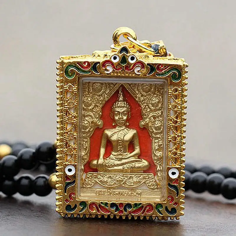 Винтажный Золотой амулет Будды кулон ожерелье модная цепочка с бусинами