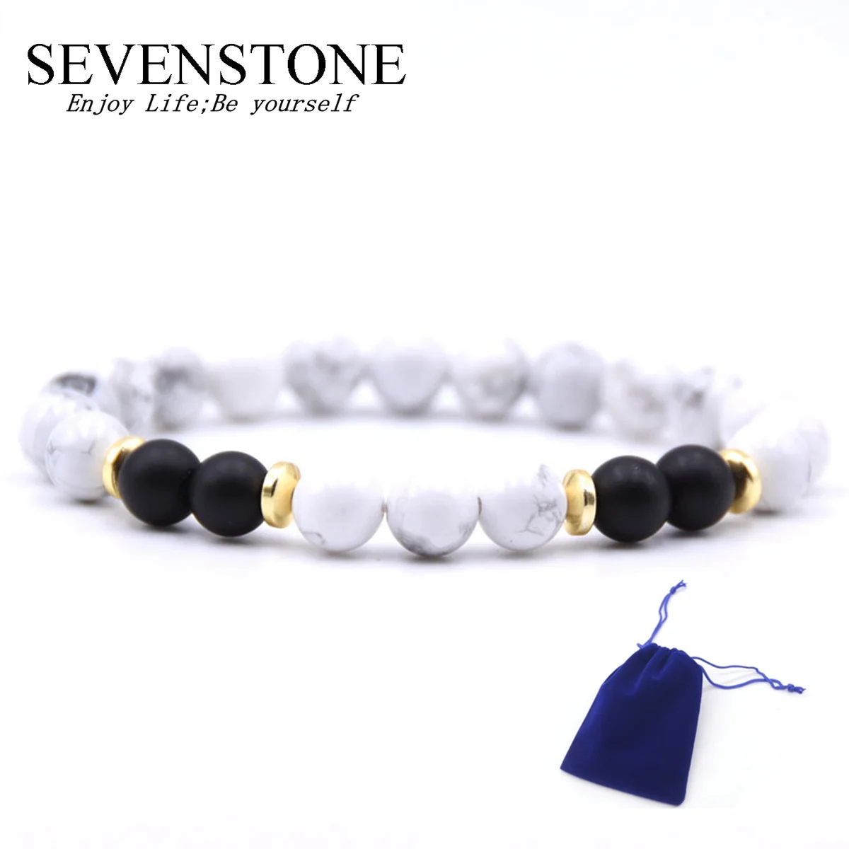 SEVENSTONE эфирные масла Духи Диффузор 8 мм черная лава очаровательные каменные бусины браслеты для женщин тигровый глаз Стрейч Йога ювелирные изделия