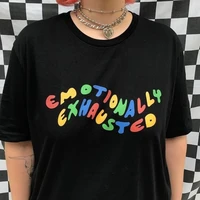 hahayule 2018 emotionally exhausted colorful printed t shirt unisex tumblr grunge black tee cute summer tops street casual wear