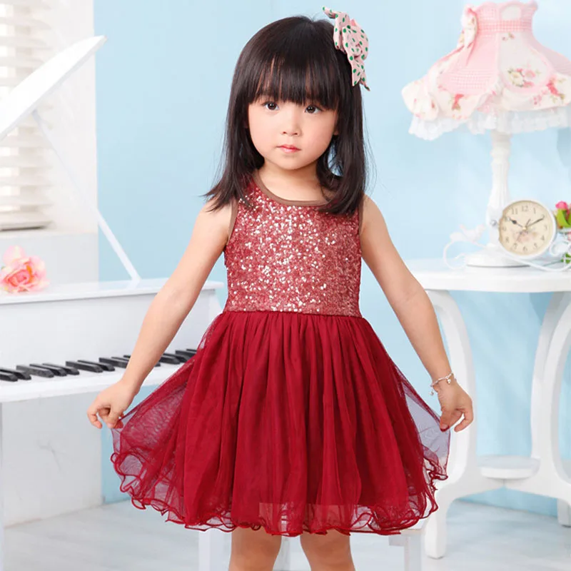 

U-SWEAR 2020 New Arrival Kid Flower Girl Dresses O-neck Sleeveless Sequined Beaded Chiffon Ball Gown Pageant Dresses Vestidos