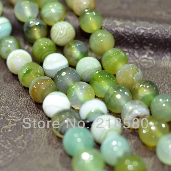 

H-ARB12 5 Strands/lot Apple Green Round Stripped Agat Beads Hot Jewelry 12mm