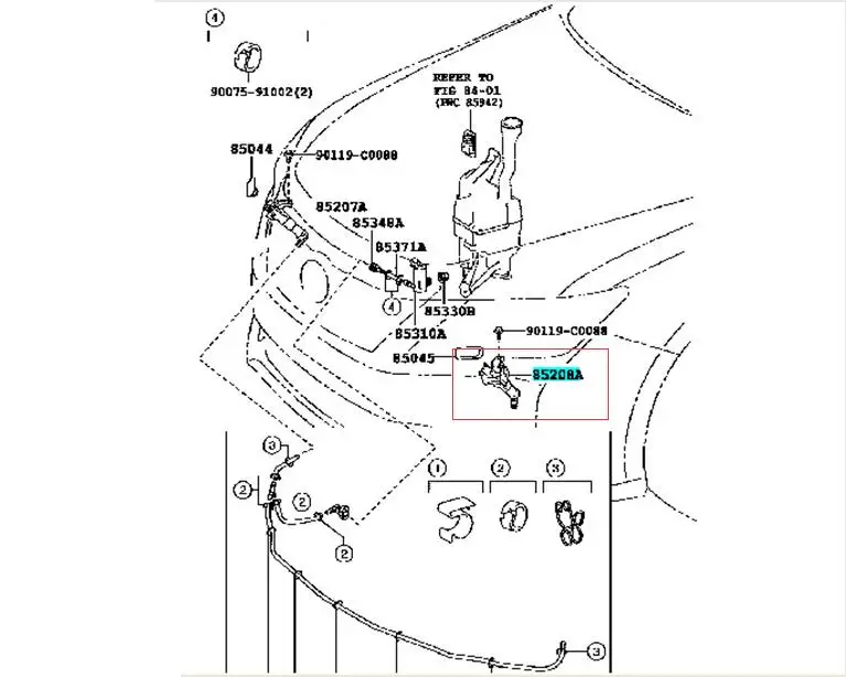 Левый Драйвер Привода Стеклоочистителей Омыватель фар для Toyota Camry 2011 2015 85208 06050