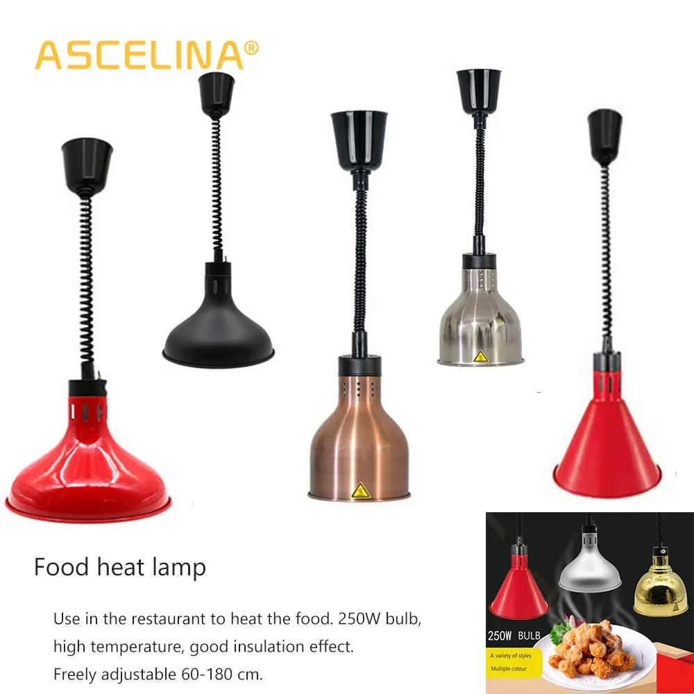Lámpara de calor eléctrica de 250W, lámpara colgante con preservación de calor para alimentos, accesorios de cocina ajustables, luces colgantes para restaurante