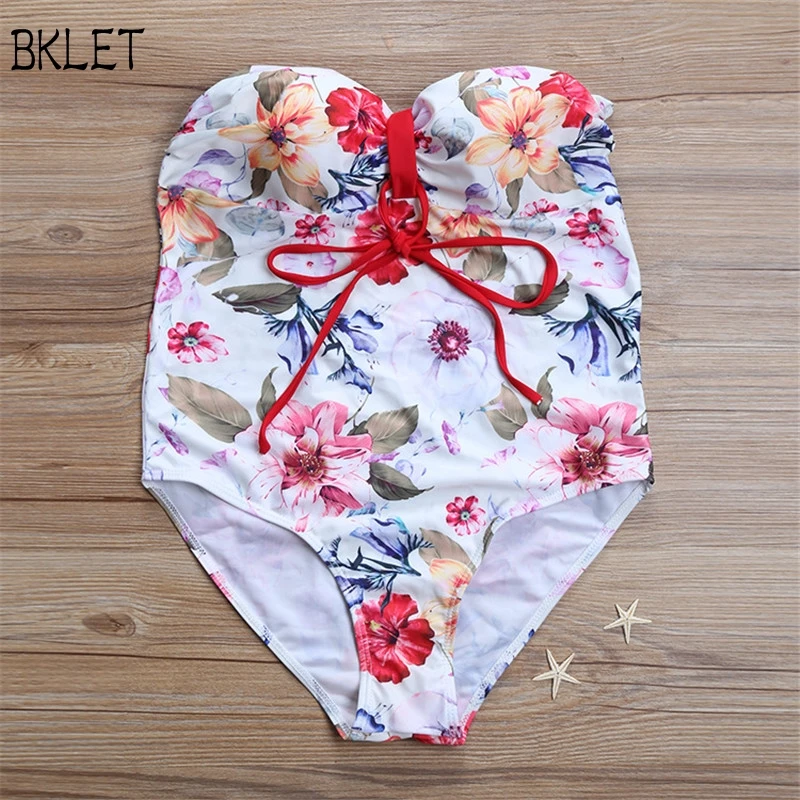 Новинка 2018 цветочный женский купальный костюм на косточках пляжная одежда с